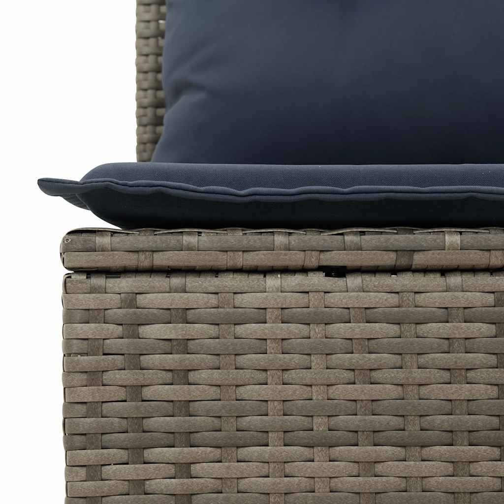 Salon de jardin 8 places Gris Résine tressée modulable Rangement et table haute Coussins Bleu – ComfortXL Outdoor Living - Image 3