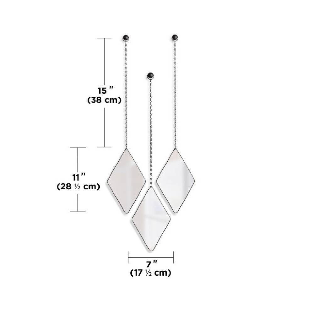 Umbra - Jeu de 3 miroirs suspendus métal noir Dima - Image 3