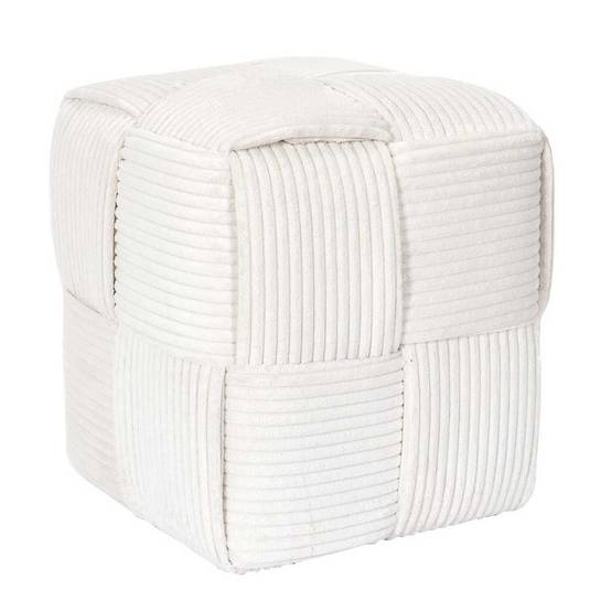Pouf cube en velours côtelé tressé coloris crème - AMORY - Image 1