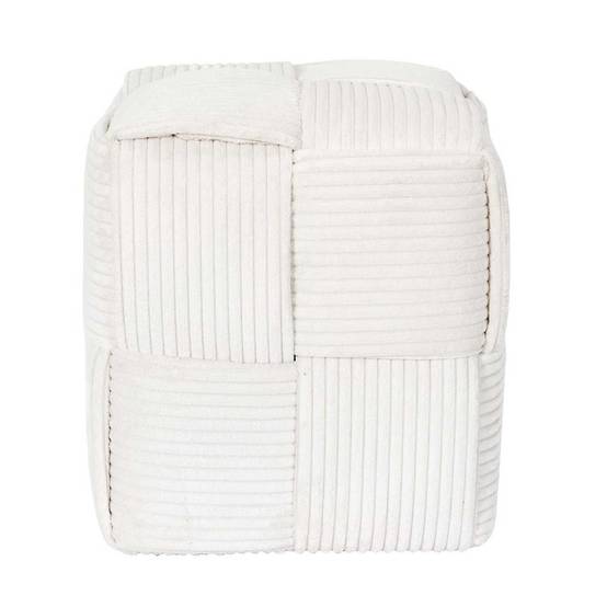 Pouf cube en velours côtelé tressé coloris crème - AMORY - Image 3