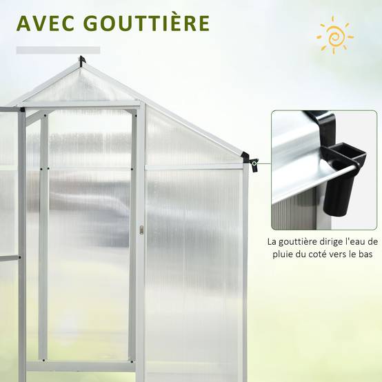 Serre de jardin Aluminium pour plantes et potager Protection optimale 303x183cm Transparent - ComfortXL Outdoor Living - Image 8