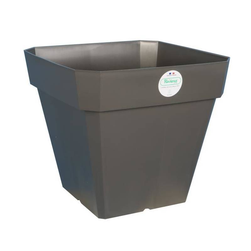 Riviera - Riviera Pot De Fleurs Carré Soleilla En Plastique - 39 X 39 X H 53 Cm - 49 L - Gris Pailleté - Imagen 1