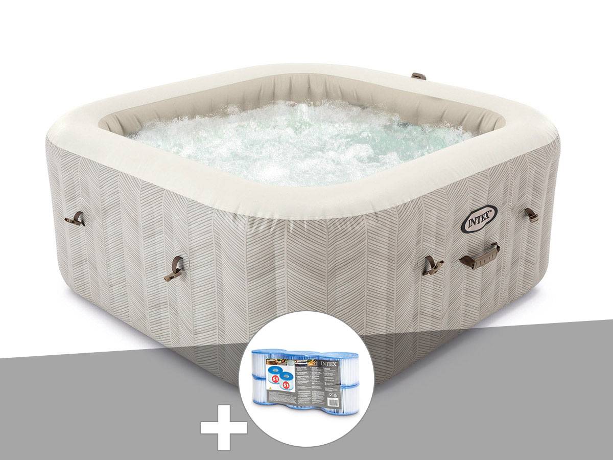 Kit spa gonflable Intex PureSpa Chevron carré Bulles 6 places + 6 filtres - Imagen 1