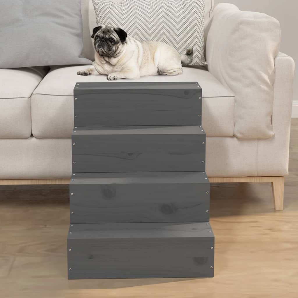 Vidaxl - Escalier pour animaux de compagnie Gris 40x49x47 cm Bois de pin vidaXL 822468 - Imagen 4