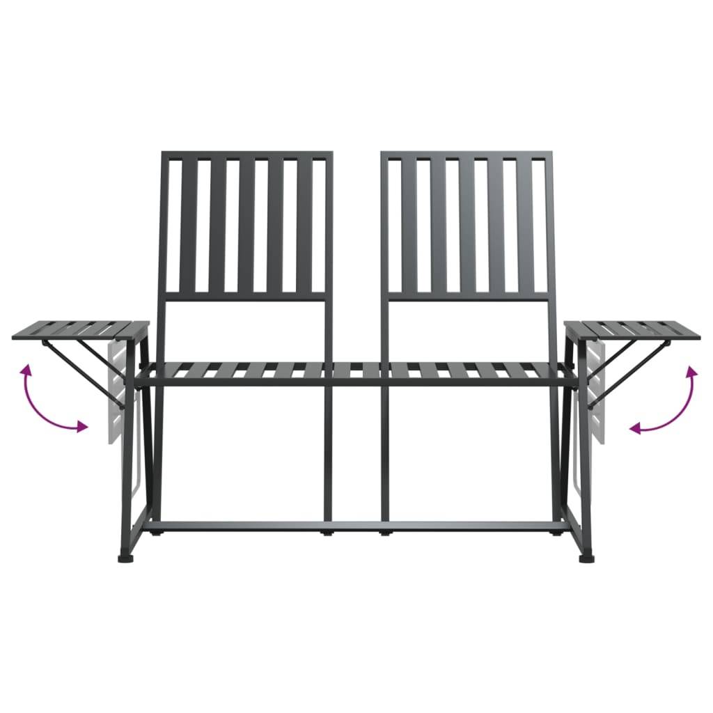 Maison Chic - Banc de jardin - Banc d'extérieur - Banquette 2 places 165 cm Noir Acier - Imagen 6