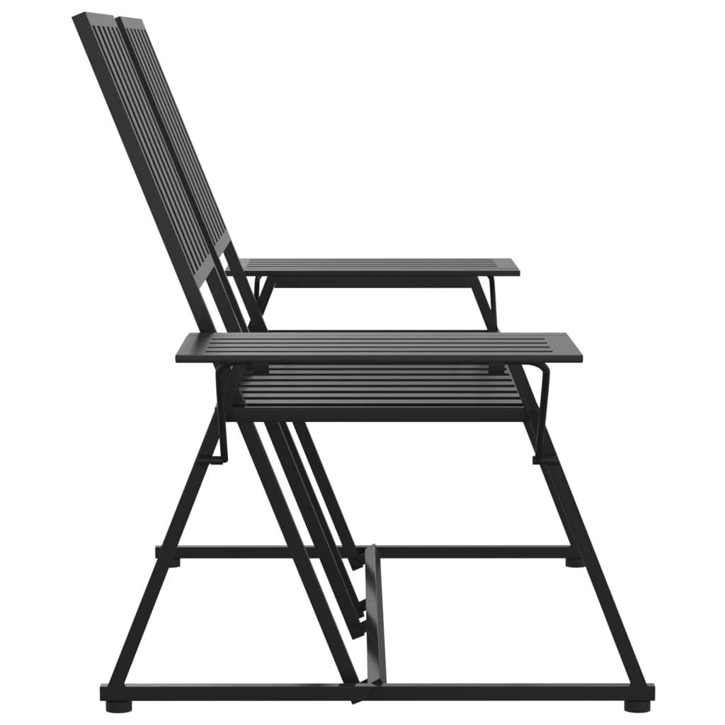 Maison Chic - Banc de jardin - Banc d'extérieur - Banquette 2 places 165 cm Noir Acier - Imagen 4