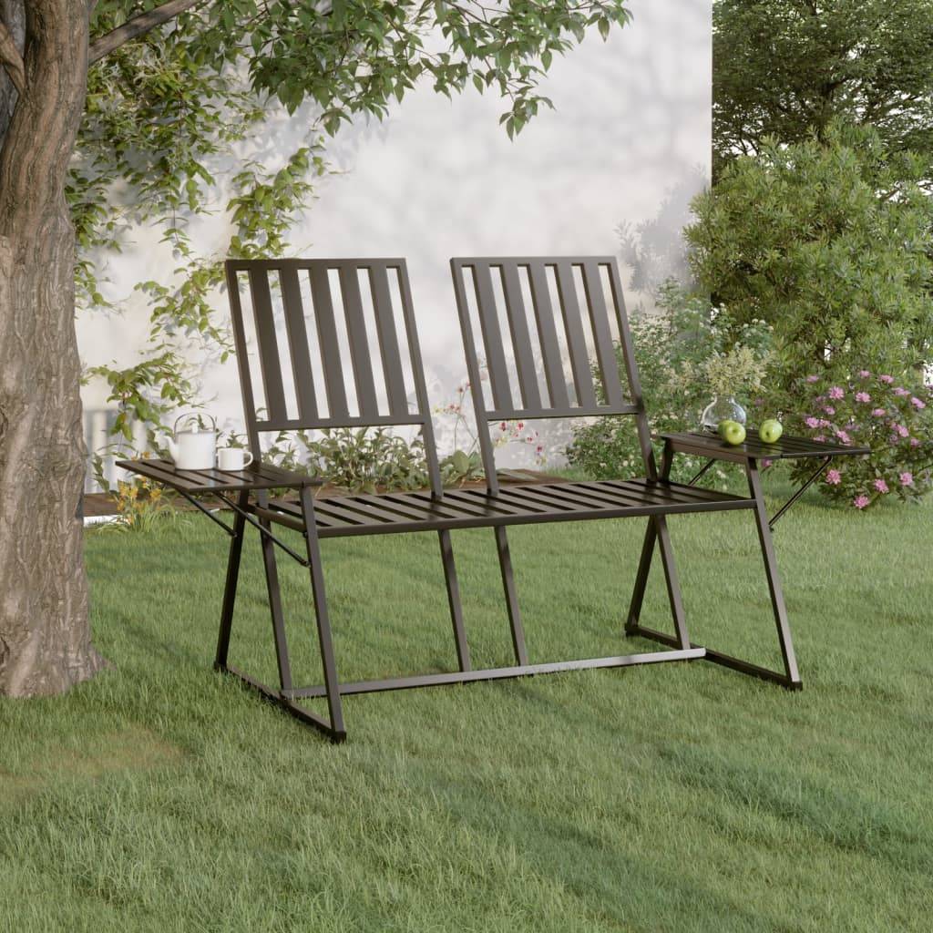 Maison Chic - Banc de jardin - Banc d'extérieur - Banquette 2 places 165 cm Noir Acier - Imagen 2