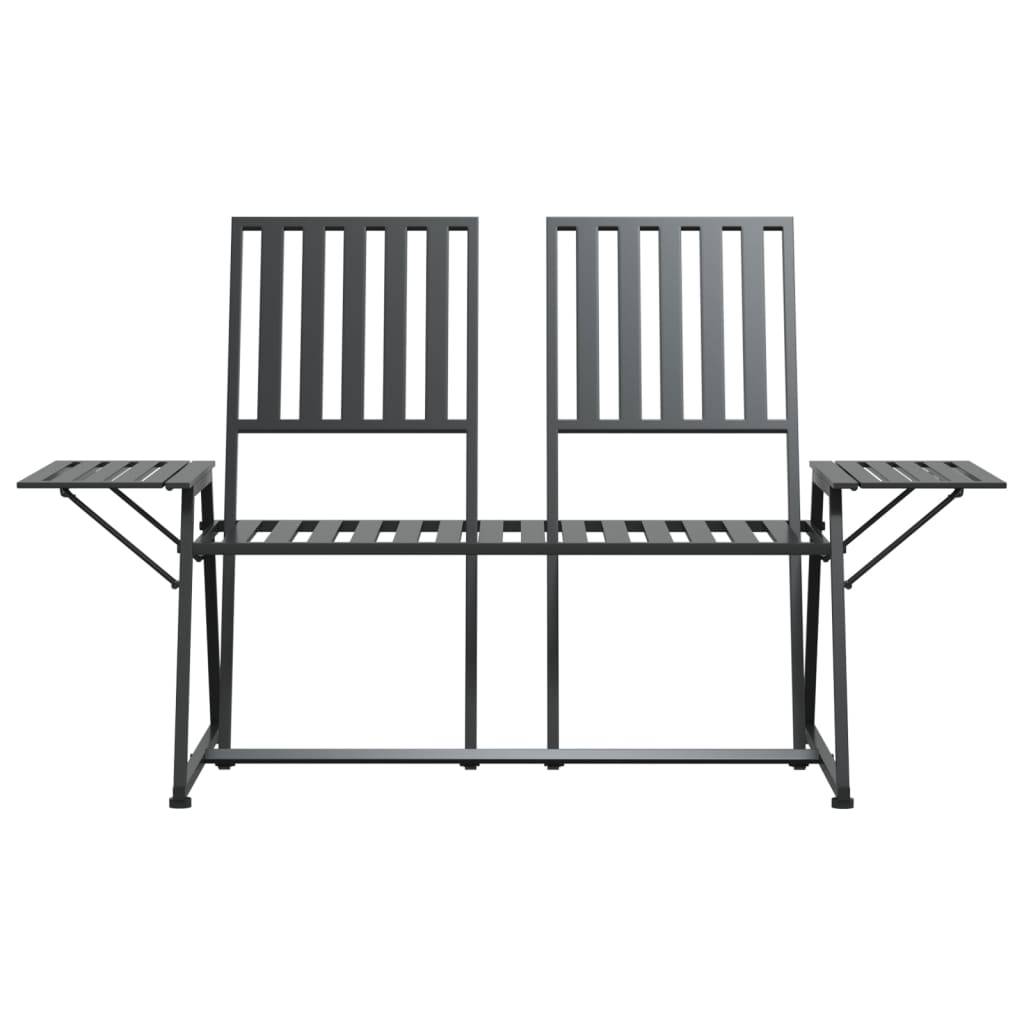 Maison Chic - Banc de jardin - Banc d'extérieur - Banquette 2 places 165 cm Noir Acier - Imagen 3
