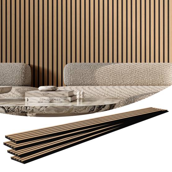 VEVOR Panneaux acoustiques lattes bois 2400x200 mm, MDF, réduction bruit. Chêne clair. - Image 1