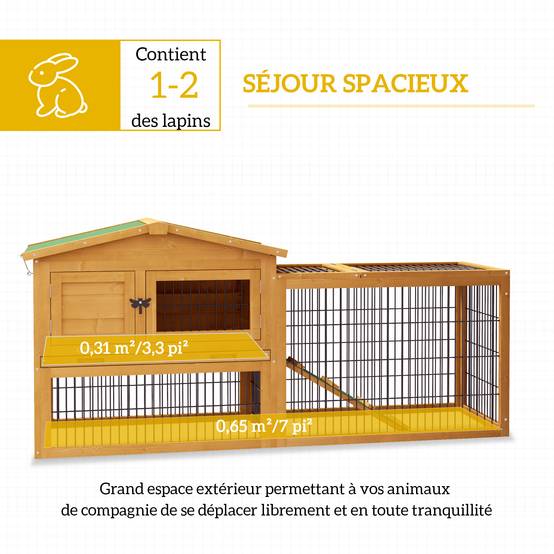 Clapier de sol bois sapin extérieur 2 étages avec rampe 150x52.5x68cm jaune - ComfortXL Outdoor Living - Image 6