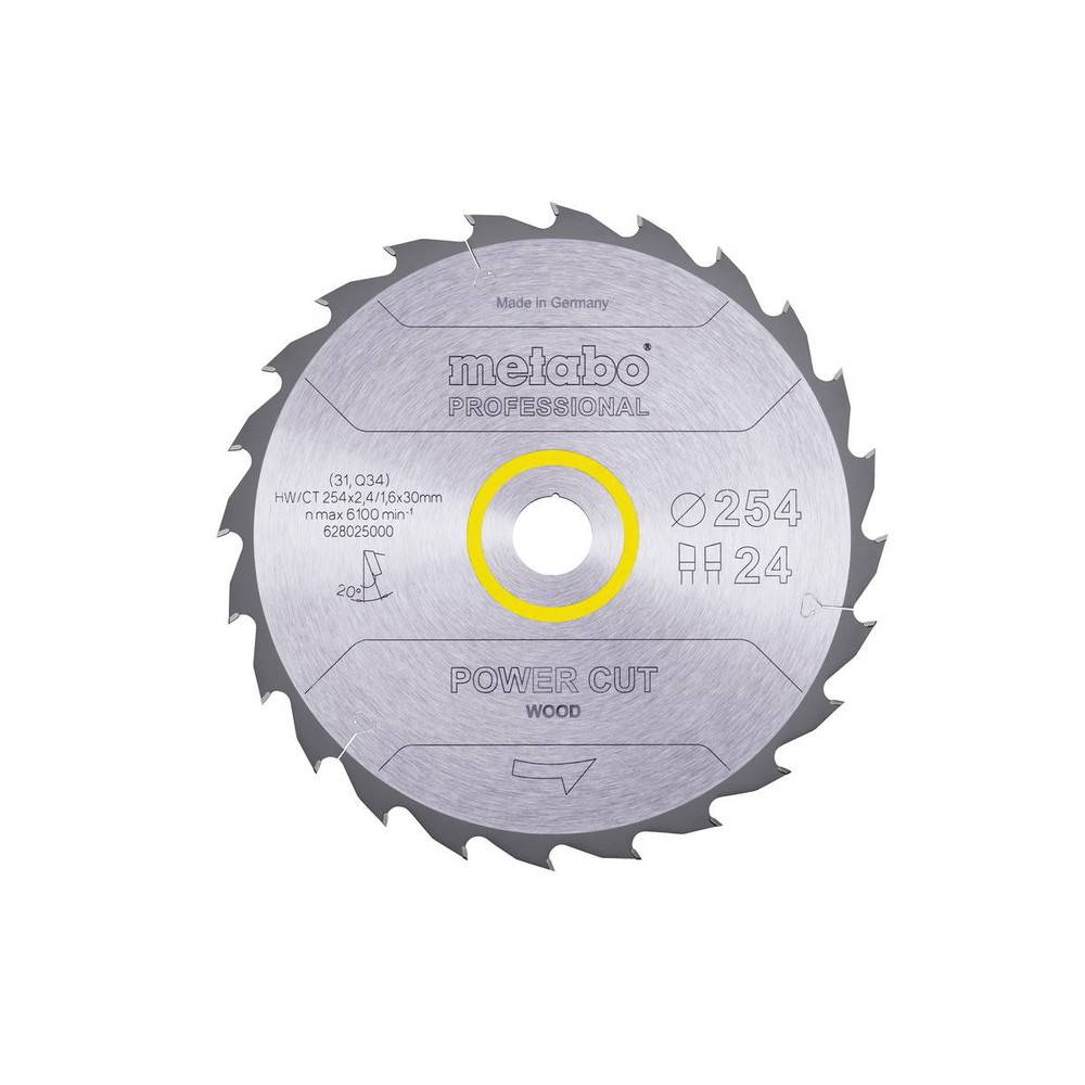 Metabo - Lame de scie circ. Pro "Power Cut Wood" HW/CT 254x30, 24 WZ 30°