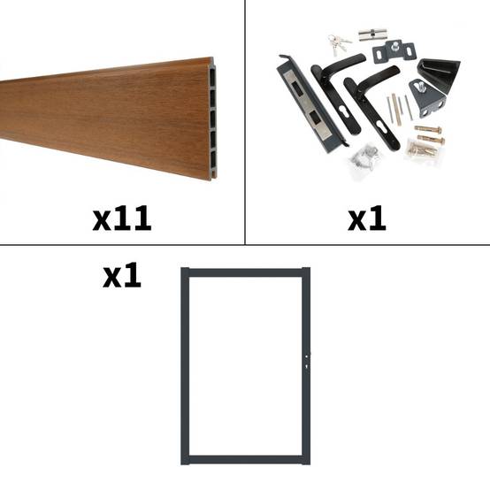 Kit Portillon Composite CRUZ Teck - Hauteur : 183cm - Largeur max : 120 cm - Largeur ajustable - Compatible clôture CRUZ - Image 4