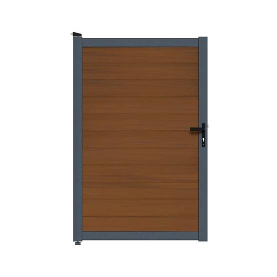 Kit Portillon Composite CRUZ Teck - Hauteur : 183cm - Largeur max : 120 cm - Largeur ajustable - Compatible clôture CRUZ - Image 2