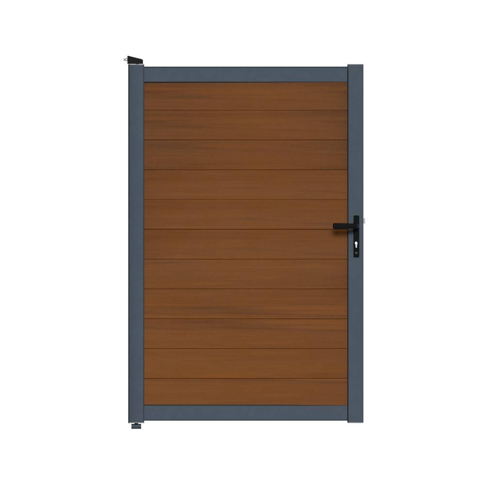 Kit Portillon Composite CRUZ Teck - Hauteur : 183cm - Largeur max : 120 cm - Largeur ajustable - Compatible clôture CRUZ - Image 2