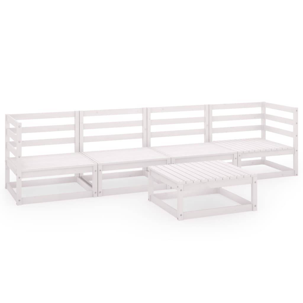 Helloshop26 - Salon de jardin meuble d'extérieur ensemble de mobilier 5 pièces blanc bois de pin massif - Imagen 1