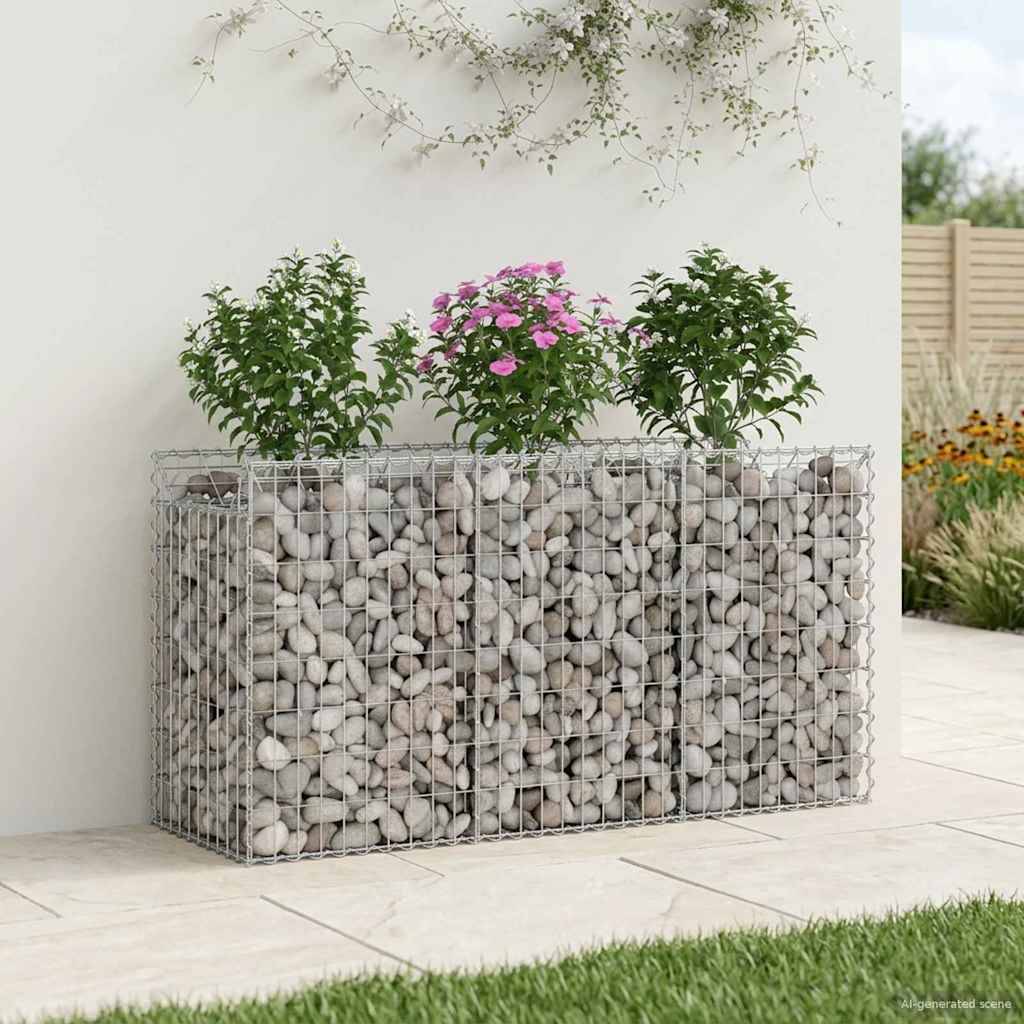 Lit surélevé gabion Acier galvanisé Argenté 150 x 50 x 80 cm - PANGIVO - Image 1