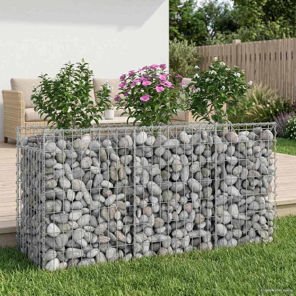 Lit surélevé gabion Acier galvanisé Argenté 150 x 50 x 80 cm - PANGIVO - Image 4