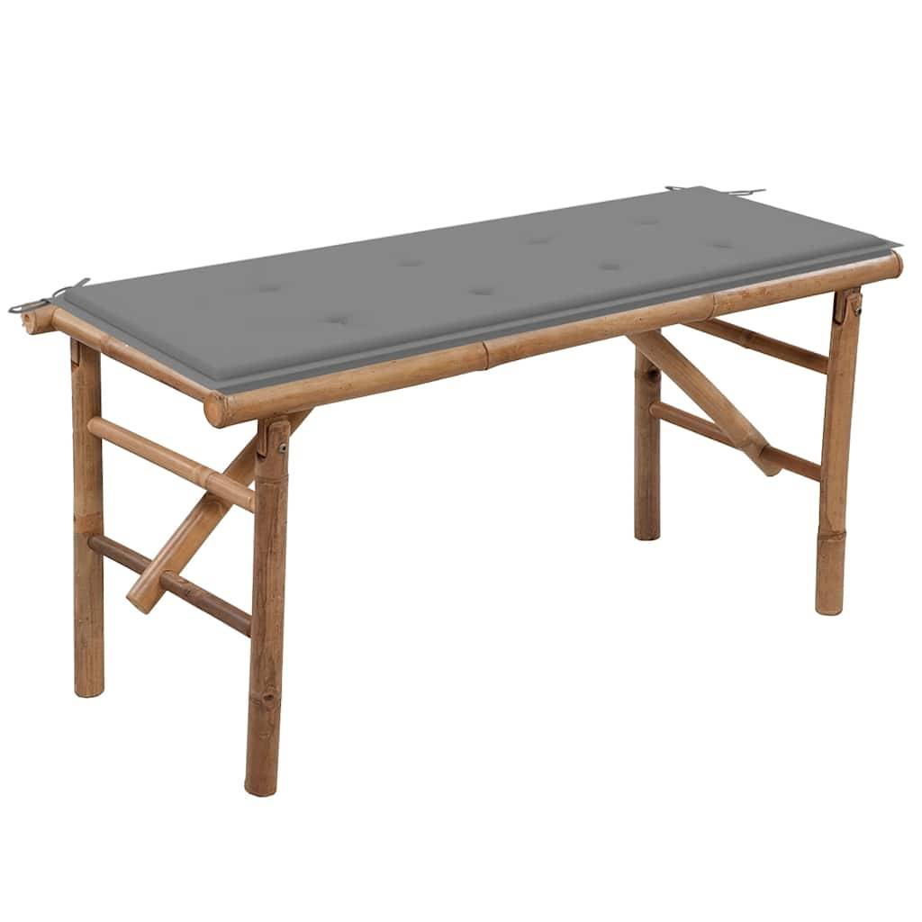Banc de jardin | Banquette De Jardin | Banc Extérieur pliable avec coussin 118 cm Bambou Maison Chic - Image 2