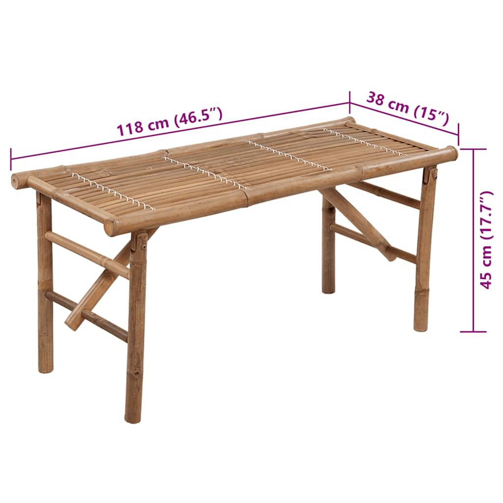 Banc de jardin | Banquette De Jardin | Banc Extérieur pliable avec coussin 118 cm Bambou Maison Chic - Image 8