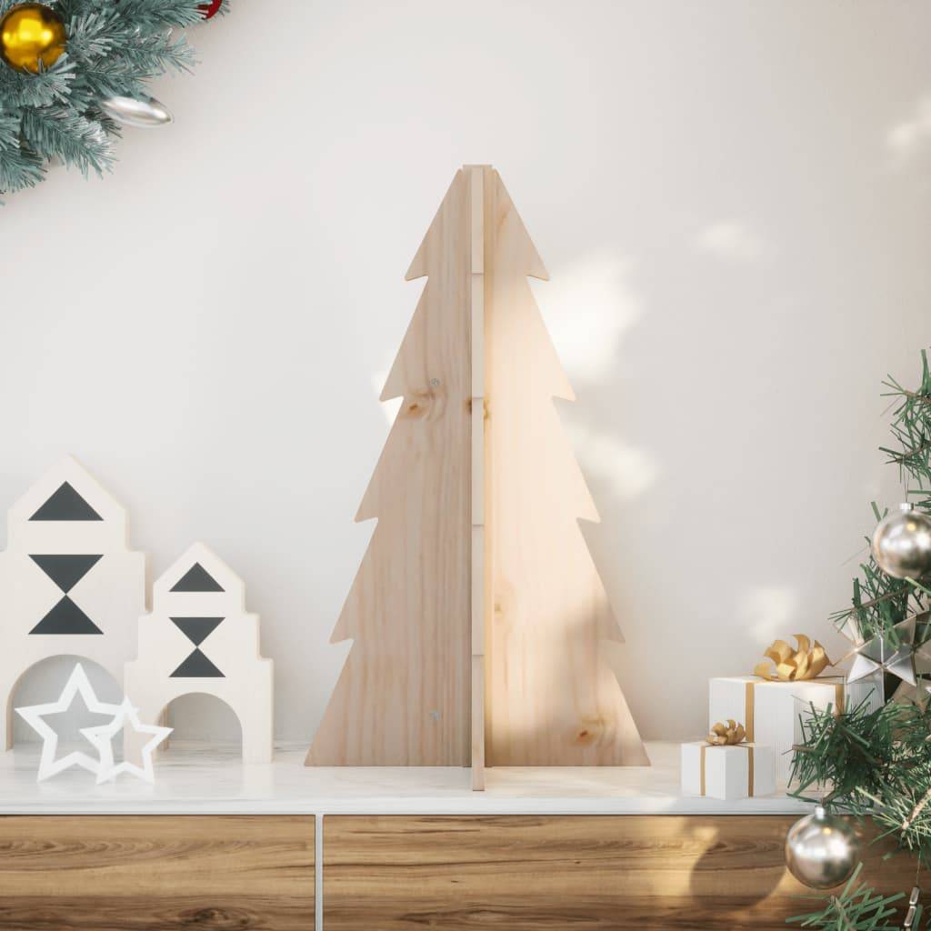 Sapin de Noël en Bois Naturel Pin Brut Décoration DIY Intérieur 69,5 cm – ComfortXL Outdoor Living - Image 1