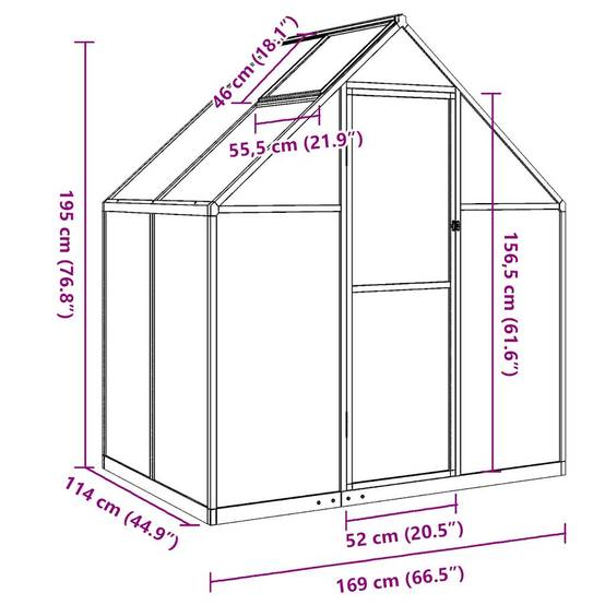 ComfortXL - Serre de Jardin Polycarbonate Aluminium Protection Hivernage 1,93m² Anthracite - ComfortXL Outdoor Living - Image 10