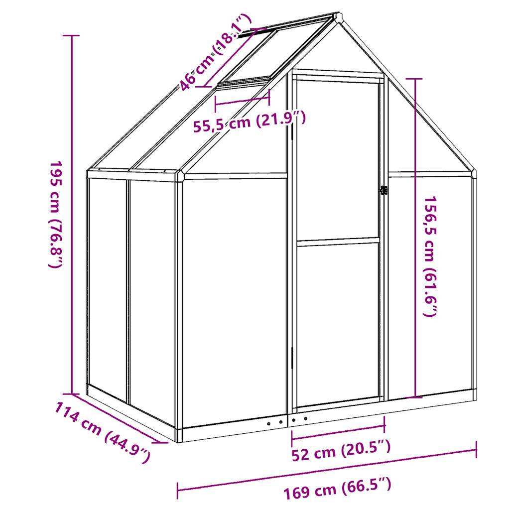 ComfortXL - Serre de Jardin Polycarbonate Aluminium Protection Hivernage 1,93m² Anthracite - ComfortXL Outdoor Living - Image 10