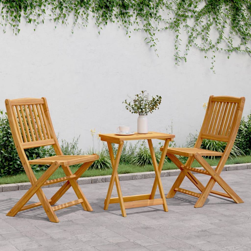 Maison Chic - Ensemble de 3 pcs table de jardin et chaises pliable - mobilier de jardin bois d'acacia massif-JU2856 - Image 2