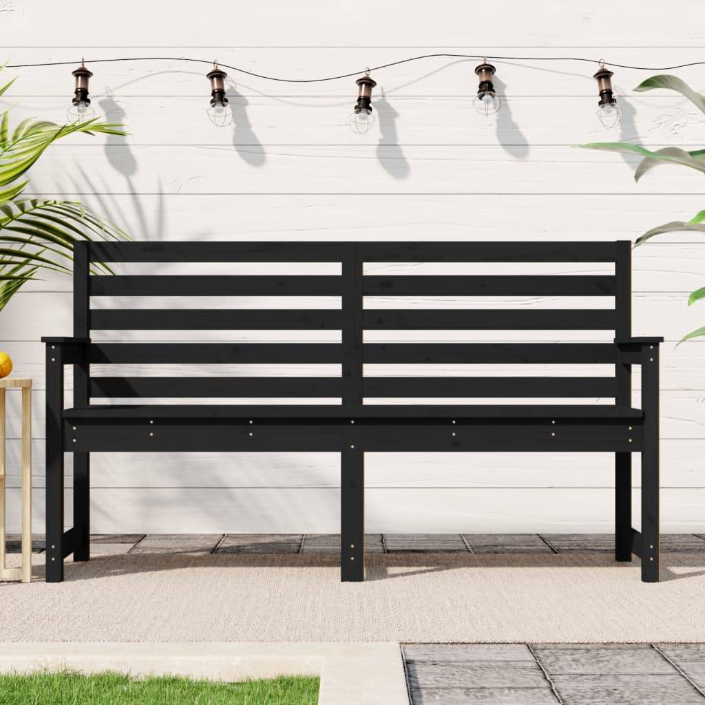 Maison Chic - Banc de jardin - Banc d'extérieur - Banquette noir 159,5x48x91,5 cm bois massif de pin - Imagen 2