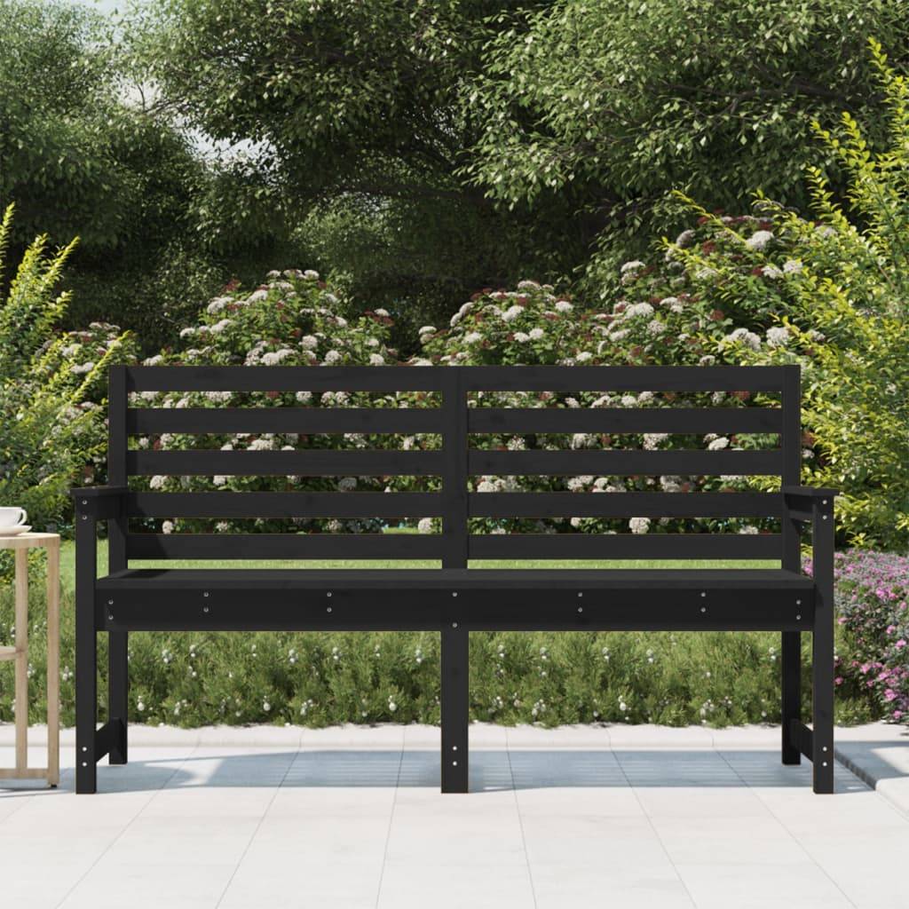 Maison Chic - Banc de jardin - Banc d'extérieur - Banquette noir 159,5x48x91,5 cm bois massif de pin - Imagen 3