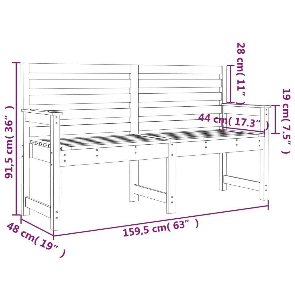 Maison Chic - Banc de jardin - Banc d'extérieur - Banquette noir 159,5x48x91,5 cm bois massif de pin - Imagen 7