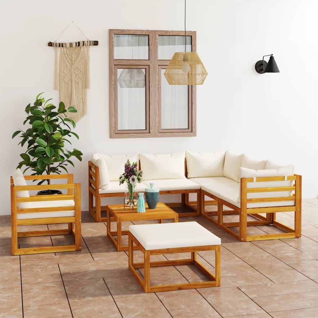 Vidaxl - Salon de jardin 8 pcs avec coussin Crème Bois d'acacia solide vidaXL 3057645 - Imagen 1