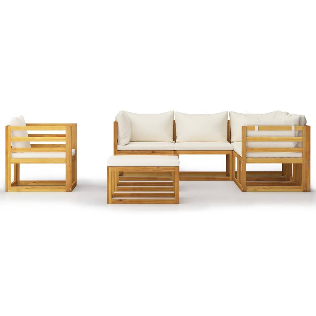 Vidaxl - Salon de jardin 8 pcs avec coussin Crème Bois d'acacia solide vidaXL 3057645 - Imagen 4