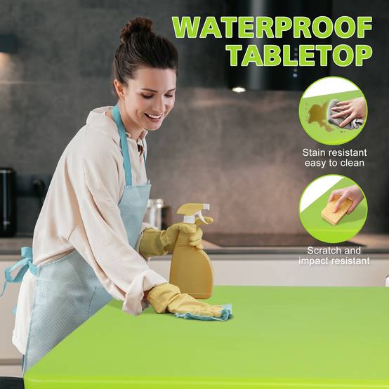 ComfortXL - Table Pliante Camping Jardin Plastique Hauteur Réglable Valise 125cm Vert - ComfortXL Outdoor Living - Image 4