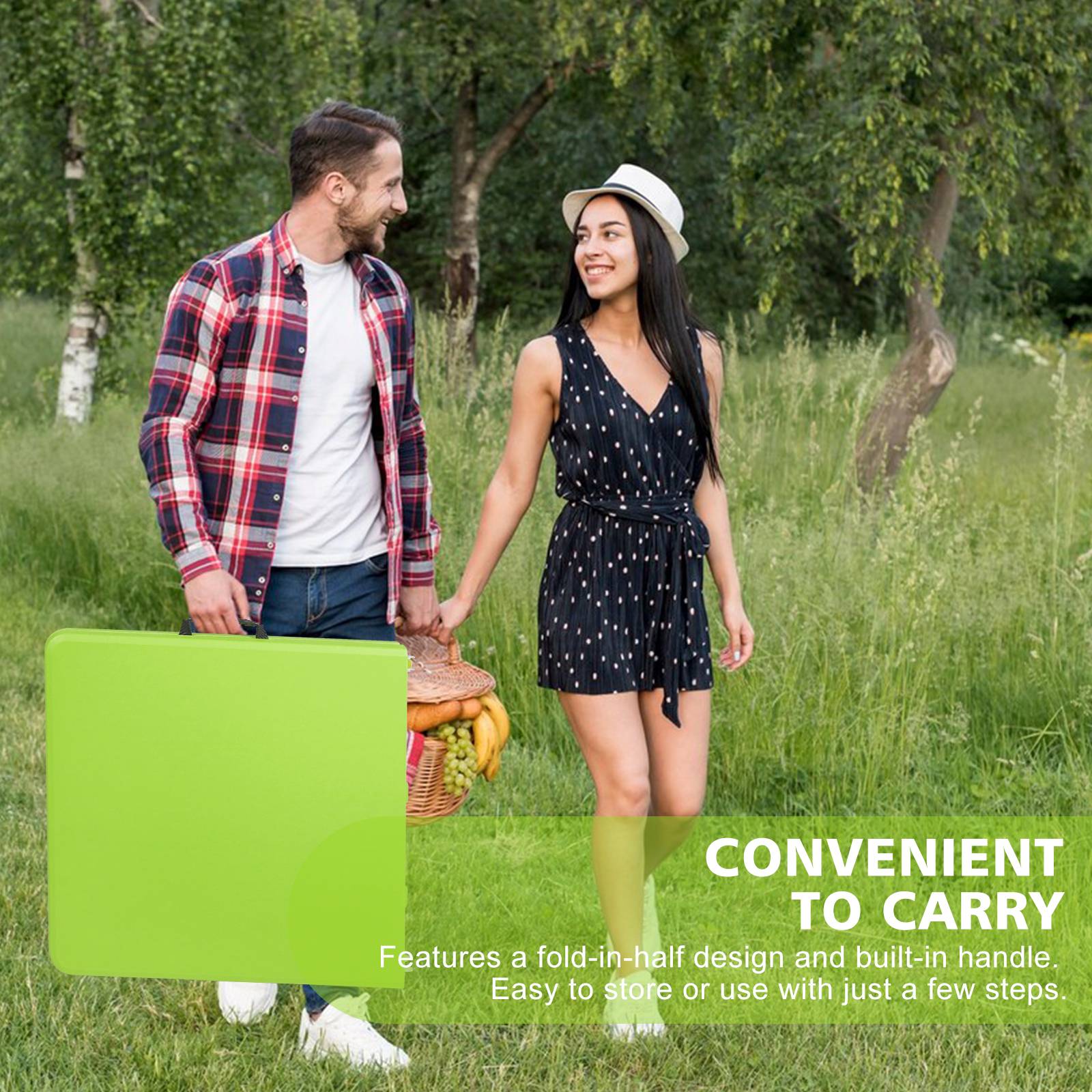 ComfortXL - Table Pliante Camping Jardin Plastique Hauteur Réglable Valise 125cm Vert - ComfortXL Outdoor Living - Image 5