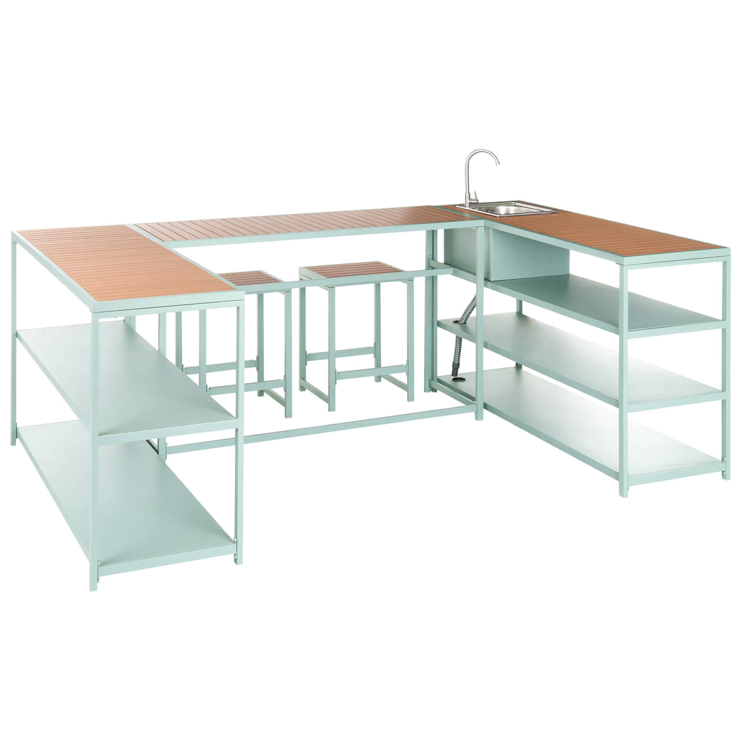 Beliani - Cuisine de jardin Acier Vert clair AVETRANA - 150x50x116- Beliani - Image 4