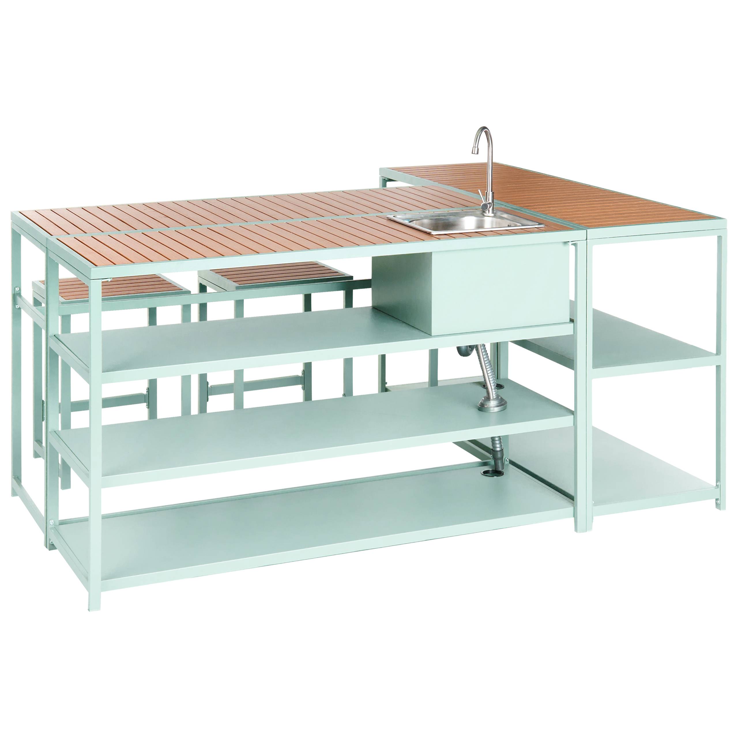 Beliani - Cuisine de jardin Acier Vert clair AVETRANA - 150x50x116- Beliani - Image 5