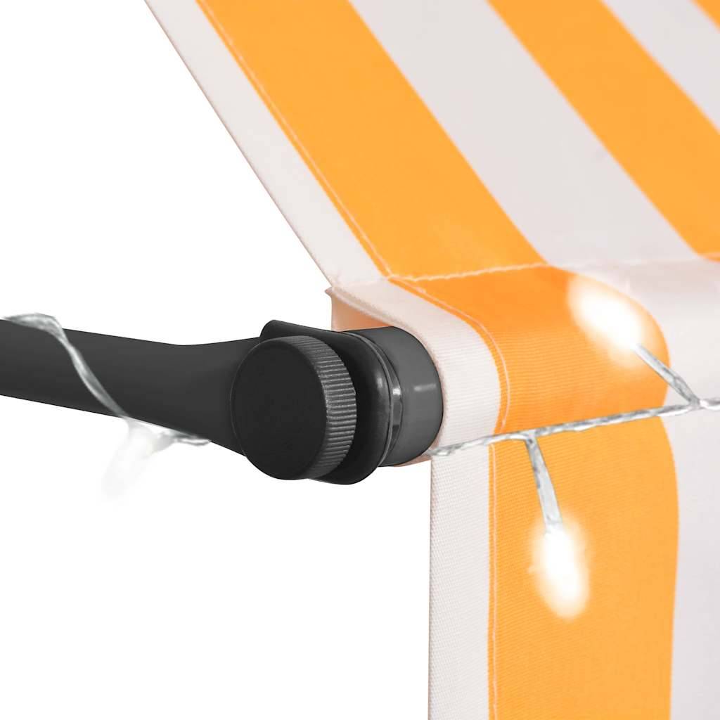 ComfortXL - Store de Fenêtre LED Solaire sans Perçage Manuel Rétractable Protection UV Rayé Orange Blanc 100x120 cm – ComfortXL Outdoor Living - Image 4