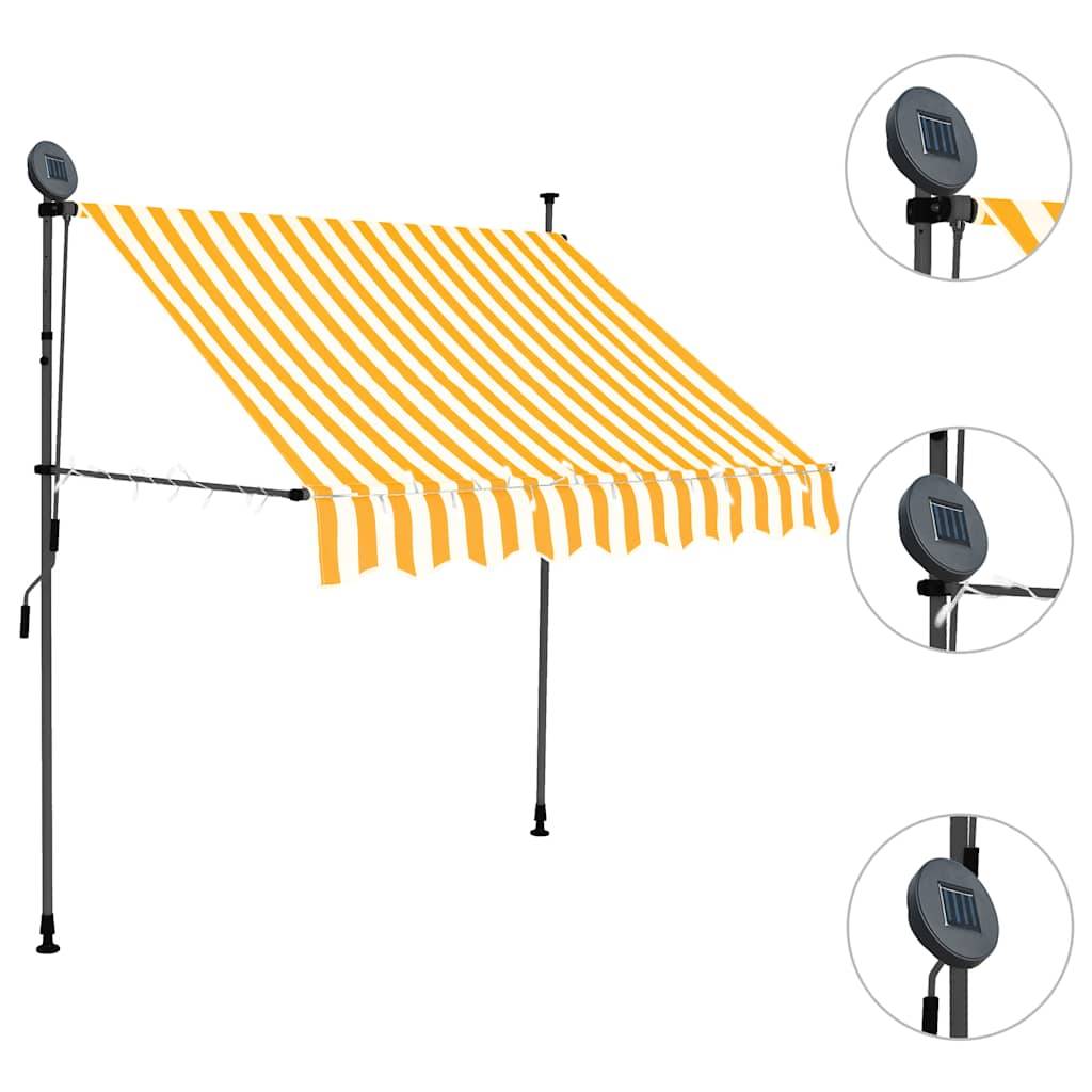 ComfortXL - Store de Fenêtre LED Solaire sans Perçage Manuel Rétractable Protection UV Rayé Orange Blanc 100x120 cm – ComfortXL Outdoor Living - Image 3