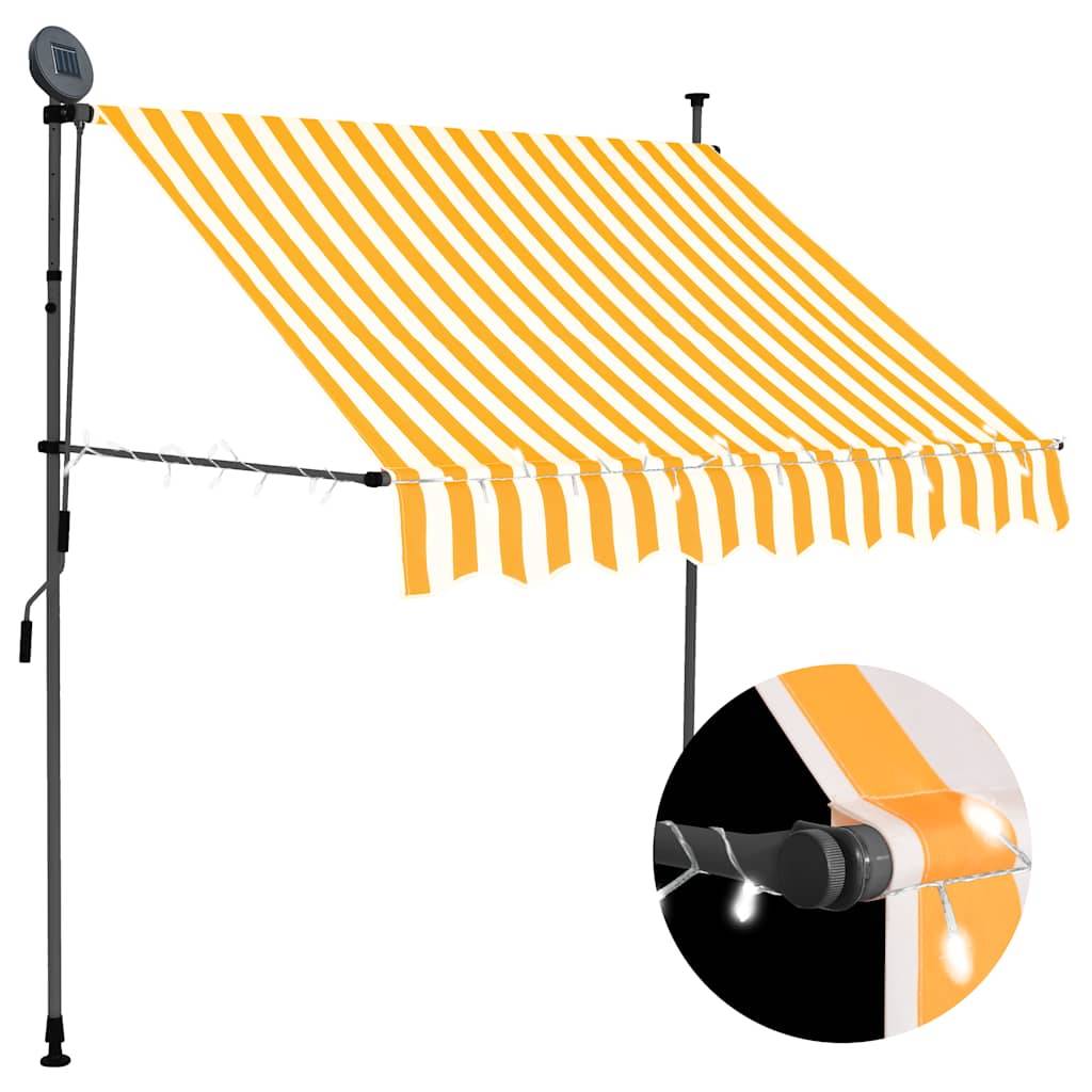ComfortXL - Store de Fenêtre LED Solaire sans Perçage Manuel Rétractable Protection UV Rayé Orange Blanc 100x120 cm – ComfortXL Outdoor Living - Image 1