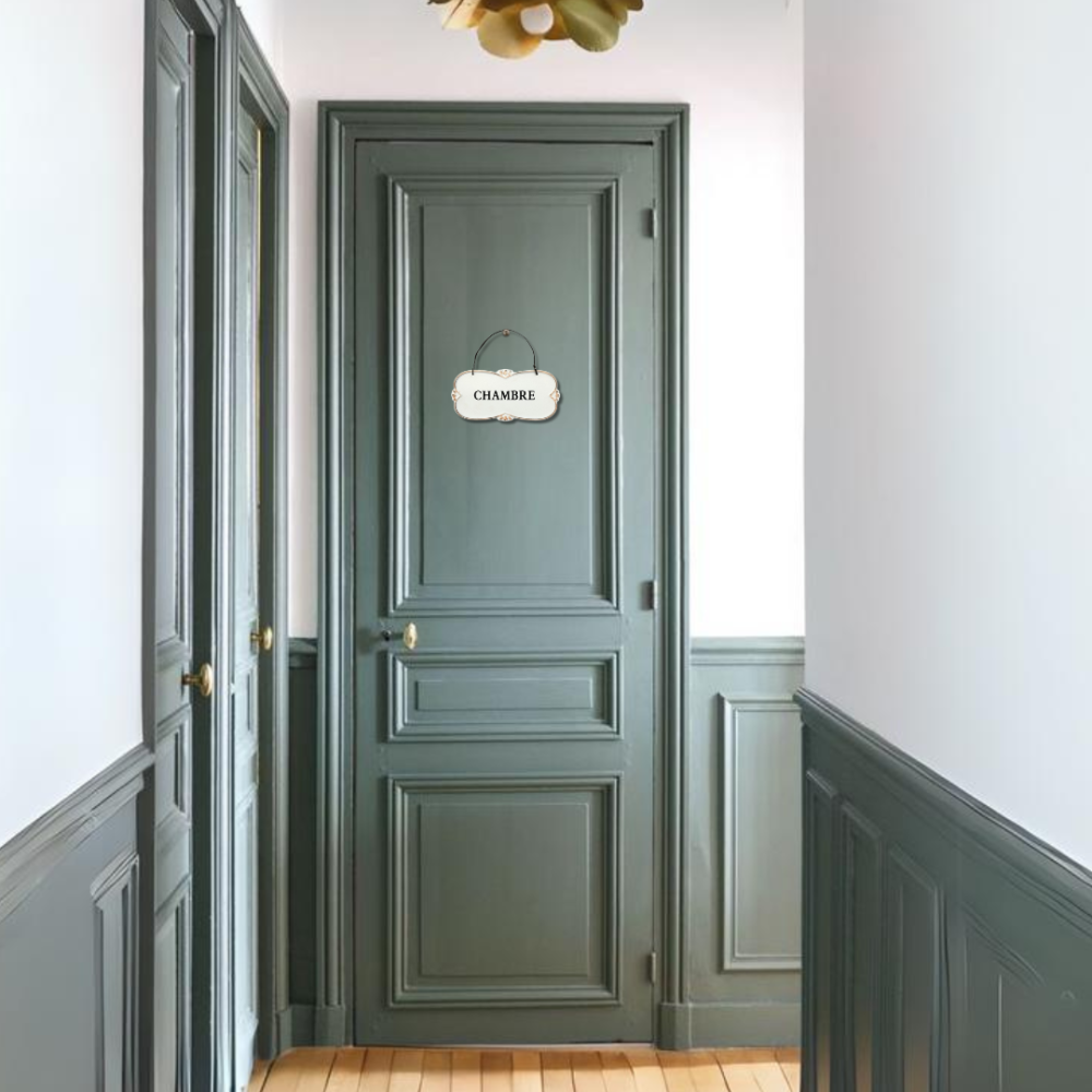 ~ Plaque de porte décorative vintage chambre fer blanc noir 12x7cm Chemin de campagne - Imagen 2