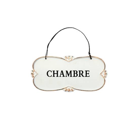 ~ Plaque de porte décorative vintage chambre fer blanc noir 12x7cm Chemin de campagne - Imagen 1