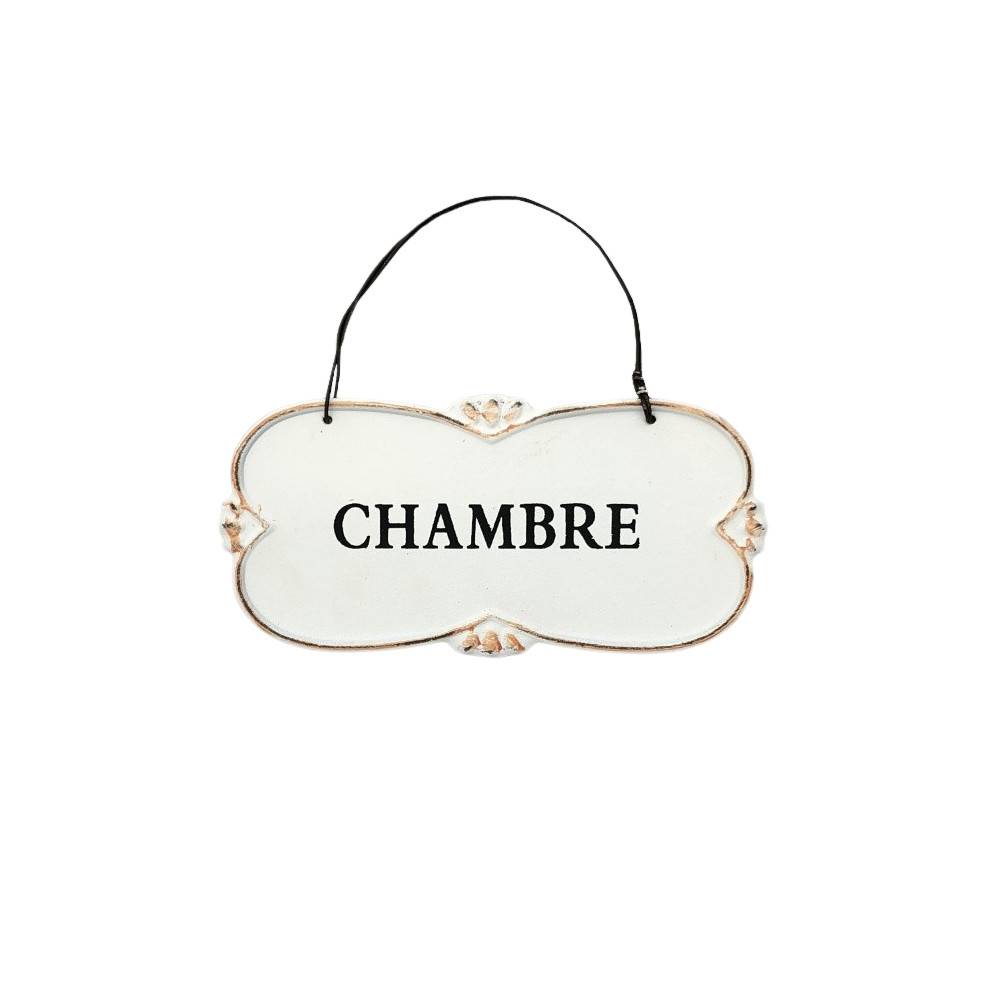 ~ Plaque de porte décorative vintage chambre fer blanc noir 12x7cm Chemin de campagne - Imagen 1