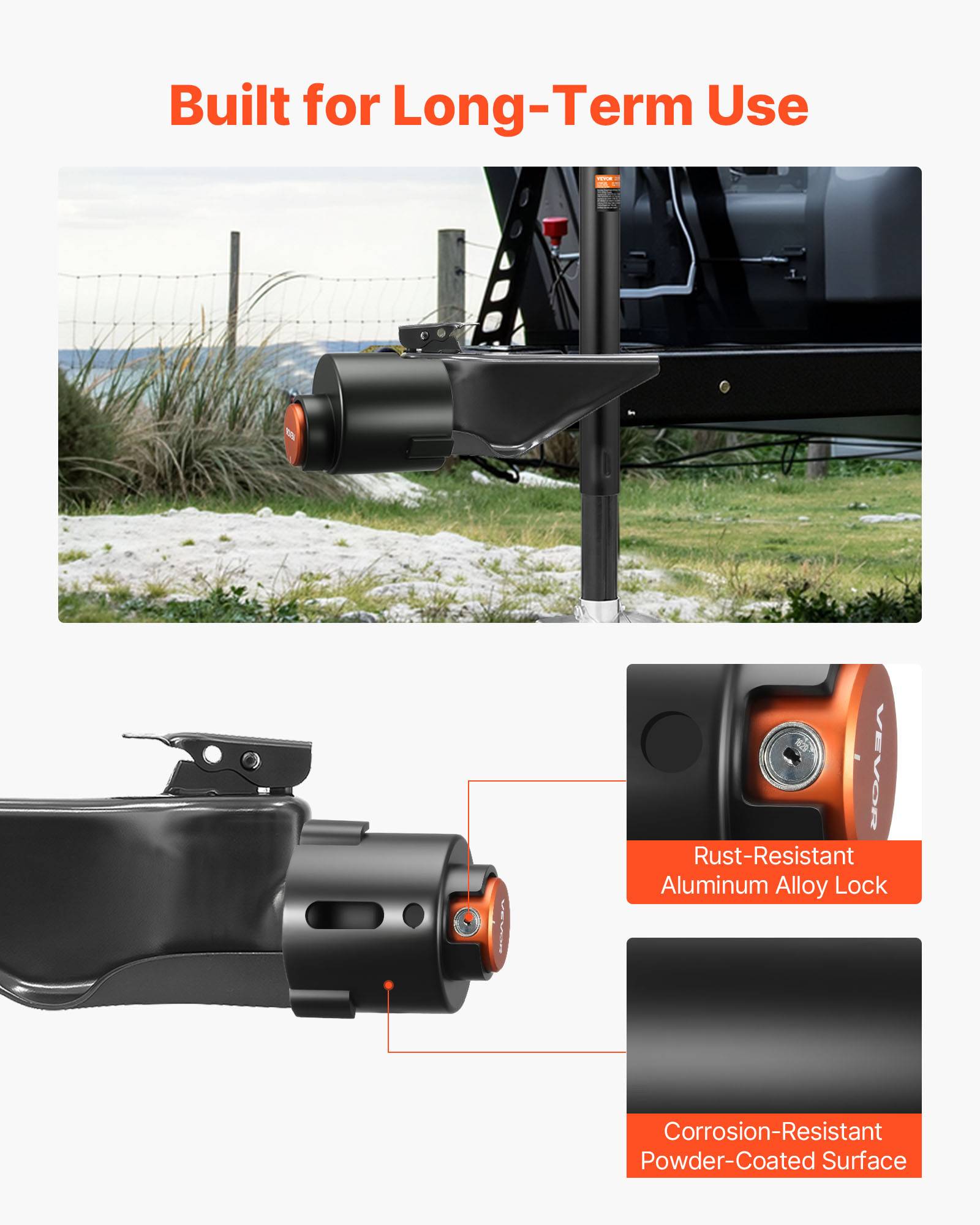 VEVOR Antivol attelage remorque, compatible 58.6mm. Verrou robuste, 3 clés, anticorrosion. Haute sécurité. - Image 5