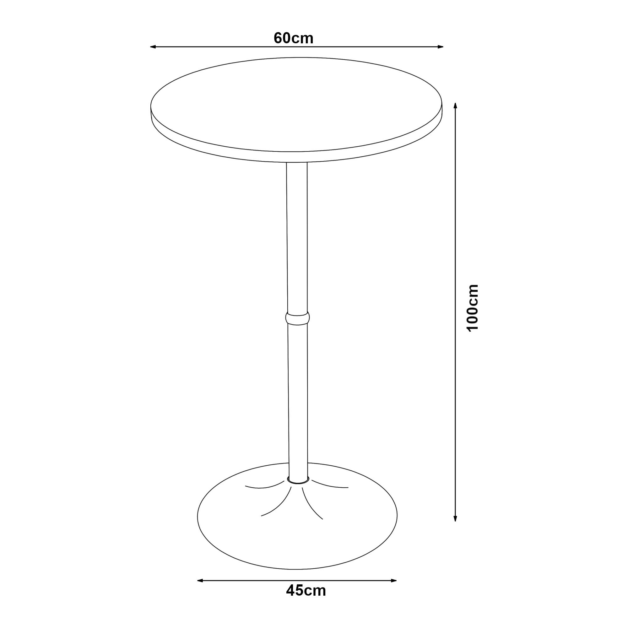 Table haute ronde 100 x 60 cm acier MDF noir - Image 2
