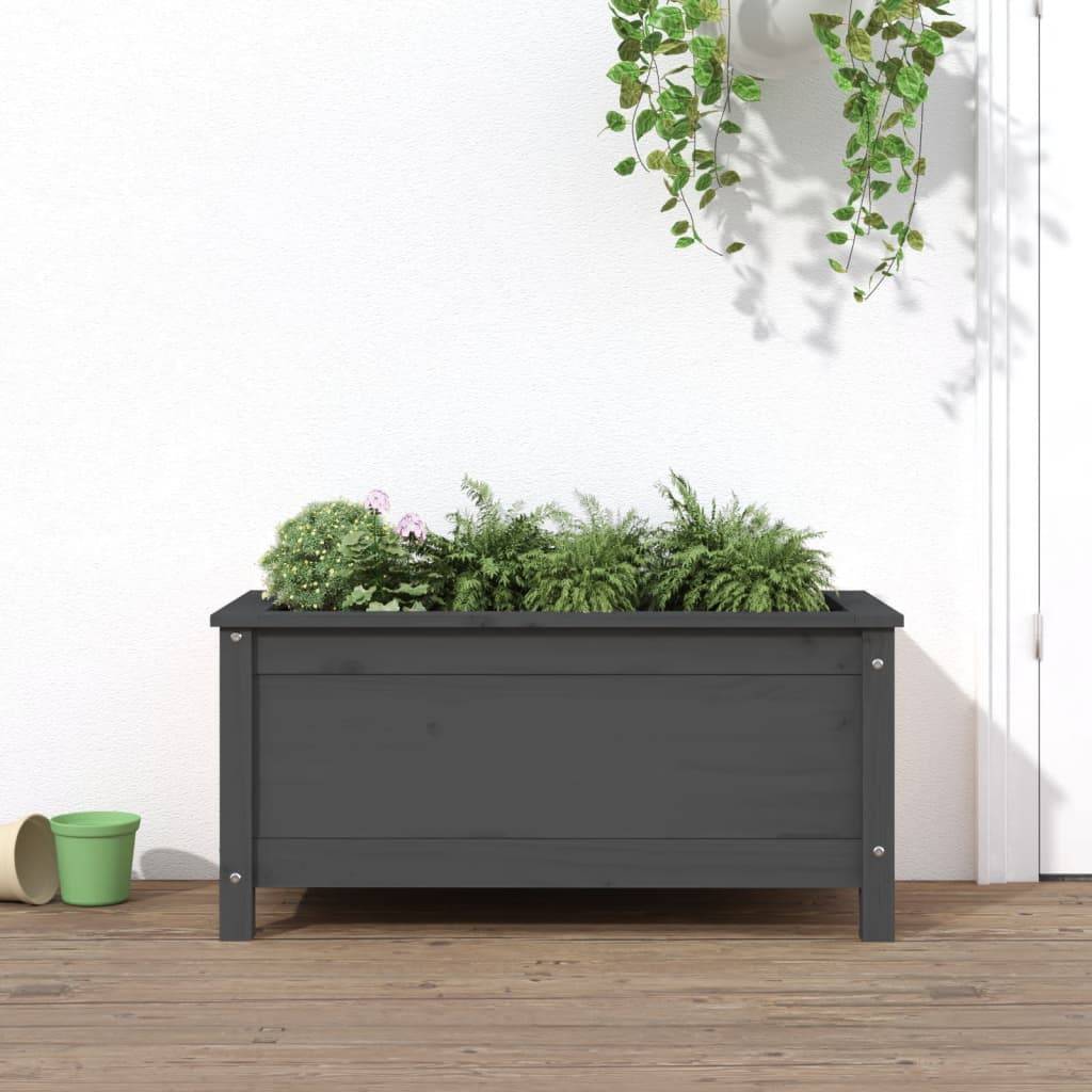 Maison Chic - Jardinière - Pot De Fleurs - Bac à Fleurs gris 82,5x40x39 cm bois massif de pin - Imagen 2