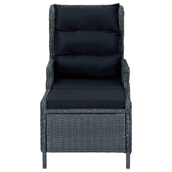 Chaise de jardin inclinable - Fauteuil De Jardin tabouret résine tressée gris foncé - Image 3