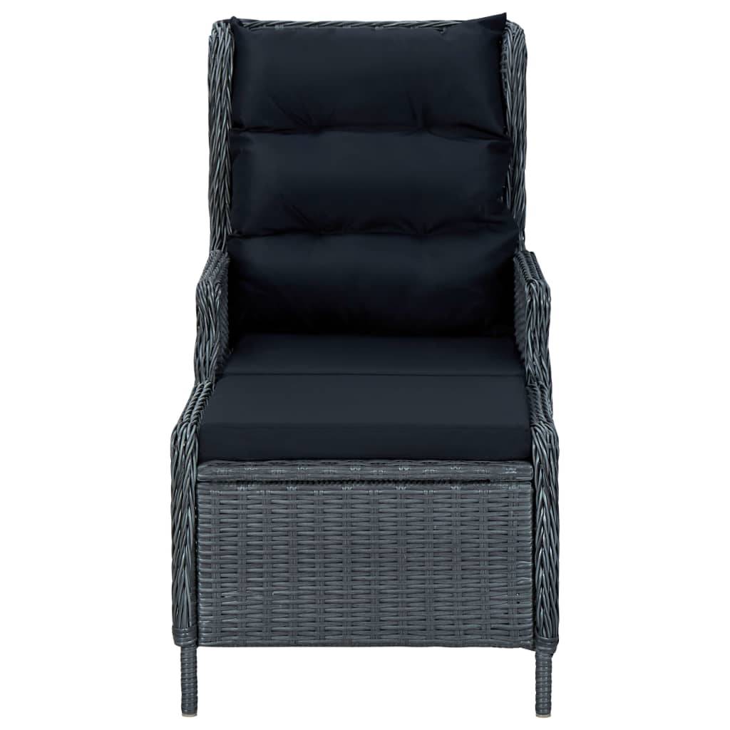 Chaise de jardin inclinable - Fauteuil De Jardin tabouret résine tressée gris foncé - Image 3