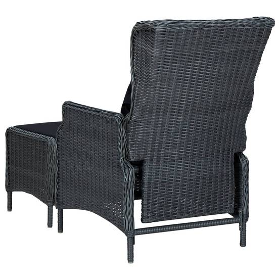 Chaise de jardin inclinable - Fauteuil De Jardin tabouret résine tressée gris foncé - Image 5
