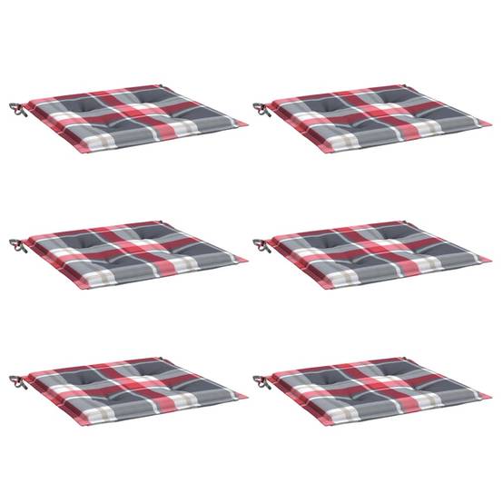 Lot de 6 Coussins de chaise de jardin carreaux rouges 40x40x3cm P142 - Image 3