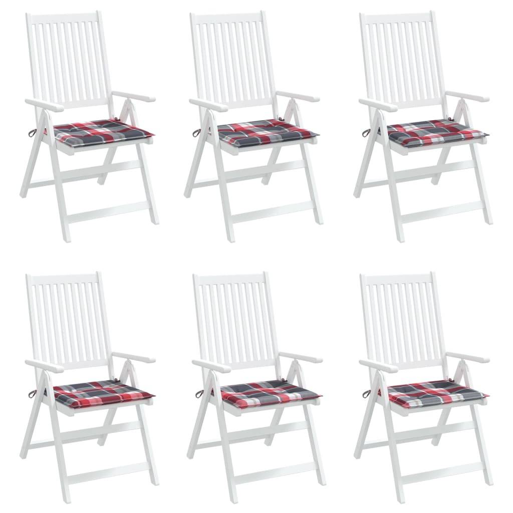 Lot de 6 Coussins de chaise de jardin carreaux rouges 40x40x3cm P142 - Image 4